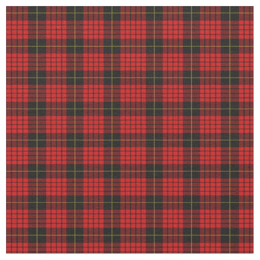 Tartan Clan MacQueen Plaid Pattern Red Black Check Fabric