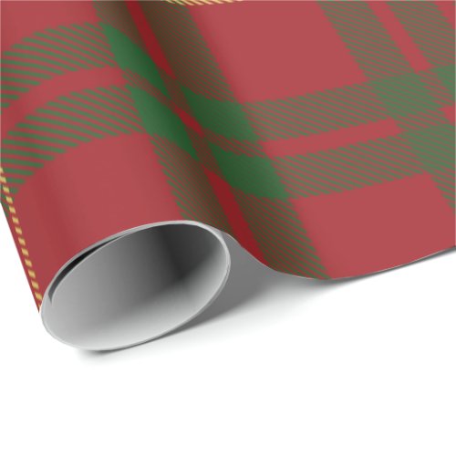 Tartan Clan MacTavish Plaid Green Red Check Wrapping Paper