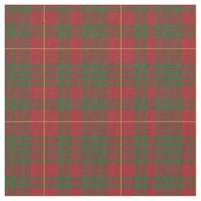 Tartan Clan MacTavish Plaid Pattern Red Green Fabric (Close Up)