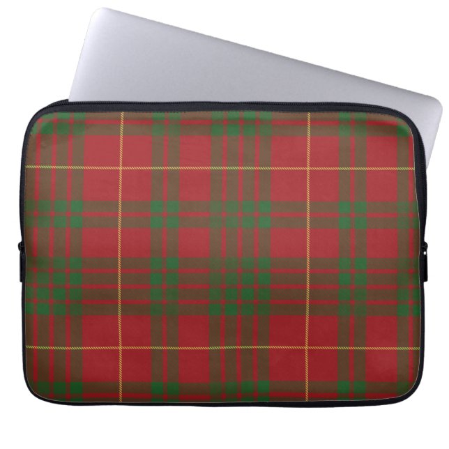 Tartan Clan MacTavish Plaid Red Green Checkered Laptop Sleeve (Front)