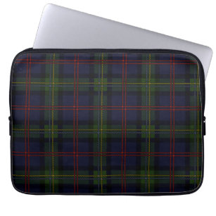 Tartan Clan Malcolm Plaid Olive Green Purple Check Laptop Sleeve