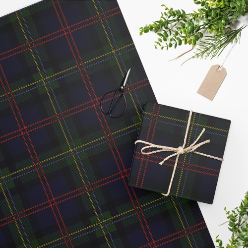 Tartan Clan Malcolm Purple Green Red Check Pattern Wrapping Paper