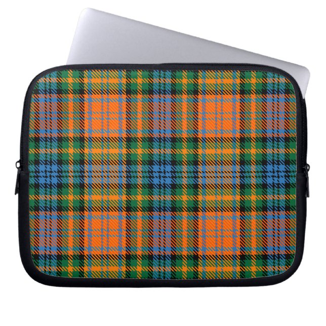Tartan Clan Murray Plaid Orange Blue Check  Laptop Sleeve (Front)