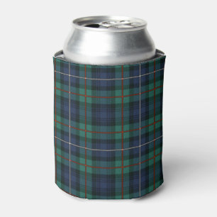 Tartan Clan Robertson Plaid Green Blue Pattern Can Cooler