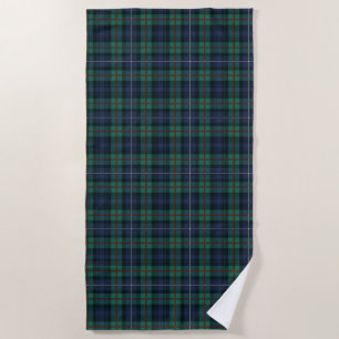 Tartan Clan Robertson Plaid Purple Green Check Beach Towel
