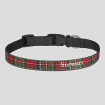 Tartan Clan Stewart Plaid Black Red Check Add Name Pet Collar
