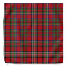 Tartan Clan Stewart Plaid Black Red Check Pattern Bandana