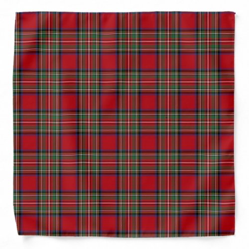 Tartan Clan Stewart Plaid Black Red Check Pattern Bandana