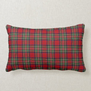 Tartan Clan Stewart Plaid Black Red Check Pattern Lumbar Pillow