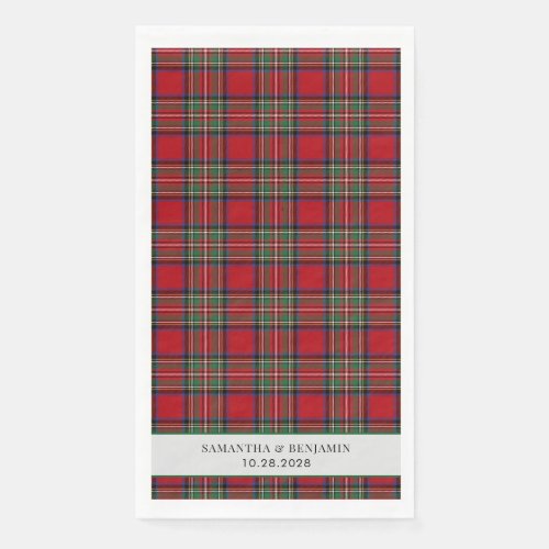 Tartan Clan Stewart Plaid Black Red Custom Wedding Paper Guest Towels