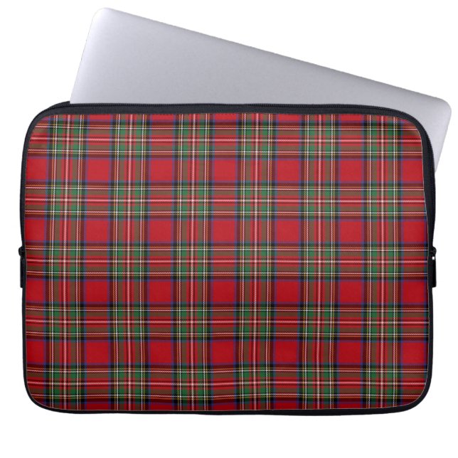 Tartan Clan Stewart Plaid Red Blue Green Checkered Laptop Sleeve (Front)