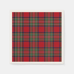 Tartan Clan Stewart Plaid Red Check Holiday Paper Napkins