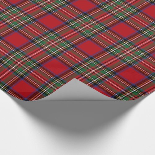 Tartan Clan Stewart Plaid Red Green Check Holiday Wrapping Paper