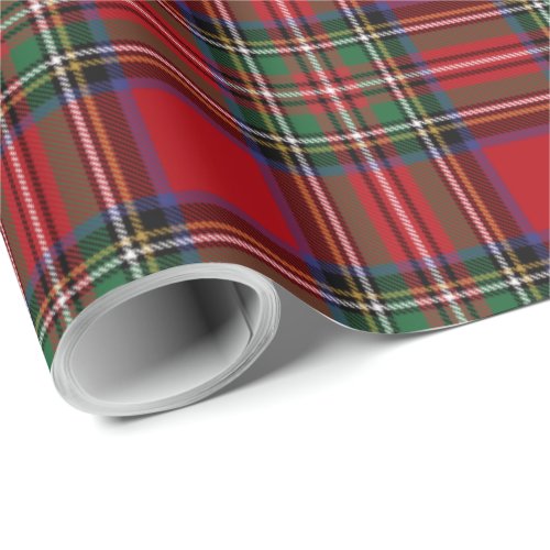 Tartan Clan Stewart Plaid Red Green Check Rustic Wrapping Paper