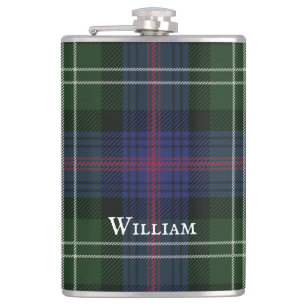Tartan Clan Sutherland Plaid Green Black Rustic Flask