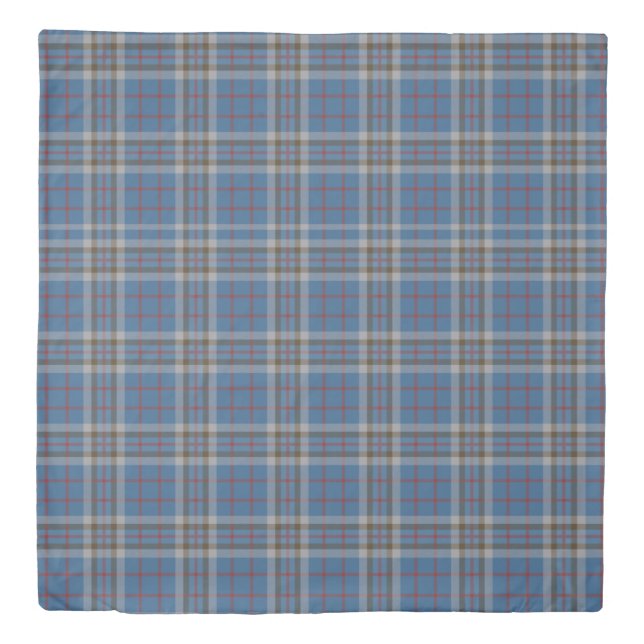 Tartan Clan Thompson Plaid Blue Gray Check Duvet Cover (Front)