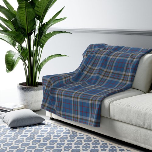 Tartan Clan Thompson Plaid Blue Gray Check Fleece Blanket