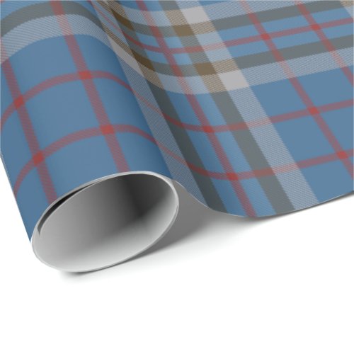 Tartan Clan Thompson Plaid Blue Grey Check Wrapping Paper