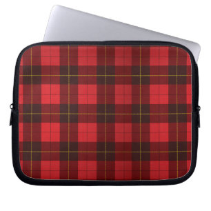 Tartan Clan Wallace Plaid Red Black Check Laptop Sleeve