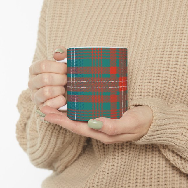 Tartan Clan Wilson Plaid Orange Turquoise Check Coffee Mug (Creator Uploaded)