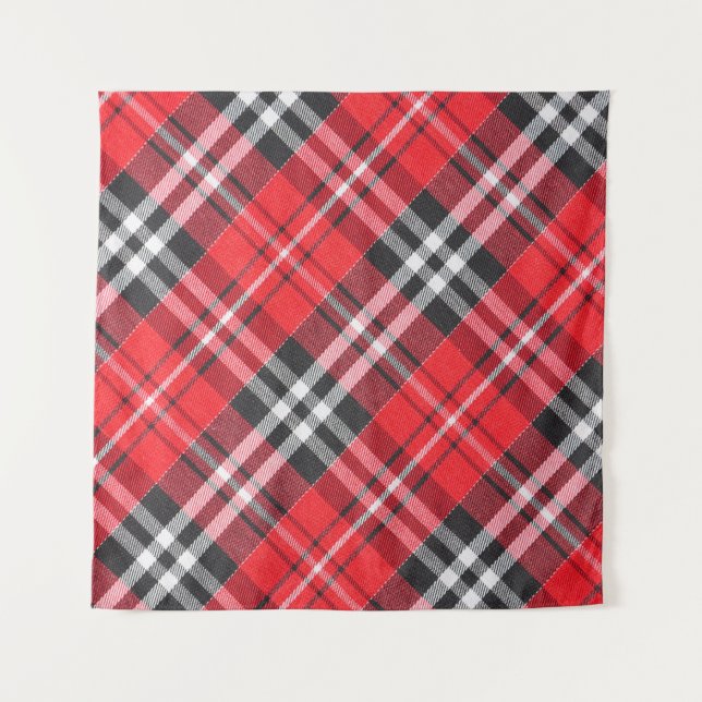 Tartan Cloth Pattern Top View Tapestry (Front)