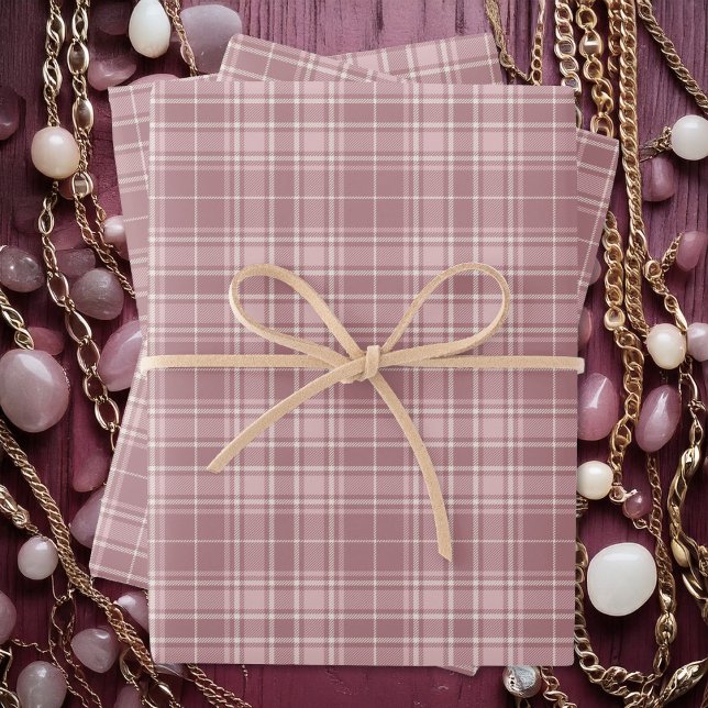 Tartan - Dark and Light Pink with Cement White Wrapping Paper Sheets (Tartan - Dark and Light Pink with Cement White Wrapping Paper Sheets by Leapfroglisics Shop)