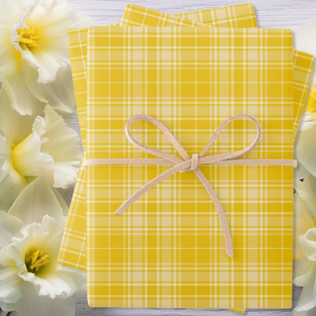 Tartan - Dark Yellow to Pastel Yellow Wrapping Paper Sheets (Tartan - Dark Yellow to Pastel Yellow Wrapping Paper Sheets by Leapfroglisics Shop)