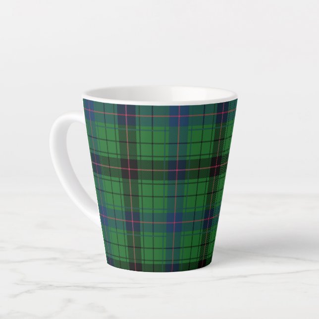 Tartan Davidson Plaid Green Black Rustic Latte Mug (Left Angle)