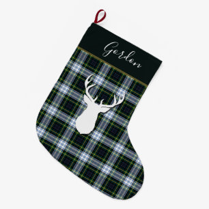 Tartan Deer Plaid Clan Gordon Deer Custom Large Christmas Stocking