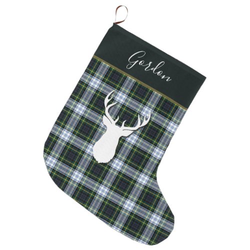 Tartan Deer Plaid Clan Gordon Deer Custom Large Christmas Stocking