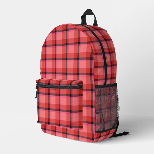 Tartan Design Printed Backpack (Back Corner Right)