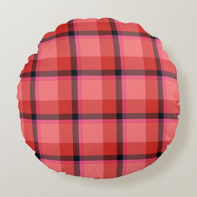 Tartan Design Round Pillow (Front)