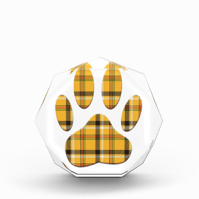 Tartan Dog Paw Print Acrylic Award (Front)