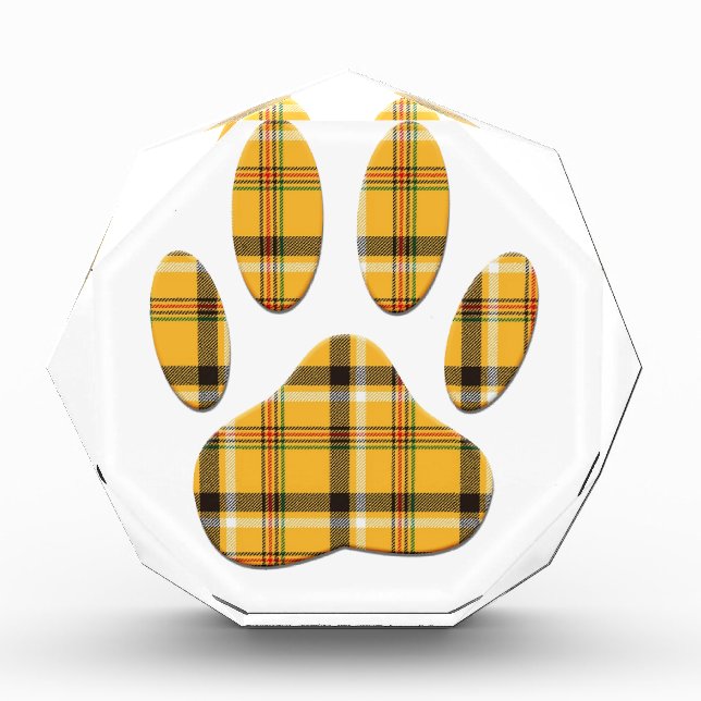 Tartan Dog Paw Print Acrylic Award (Front)