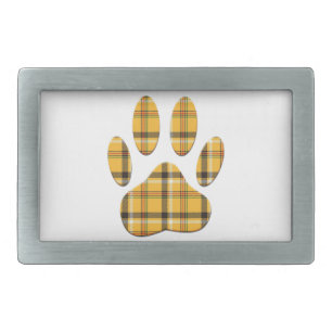 Tartan Dog Paw Print Belt Buckle