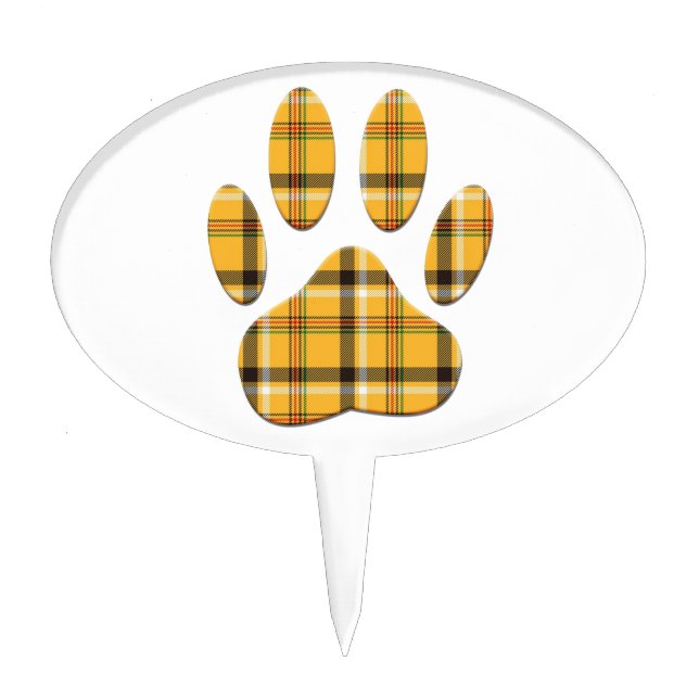 Tartan Dog Paw Print Cake Topper (Front)