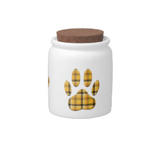 Tartan Dog Paw Print Candy Jar