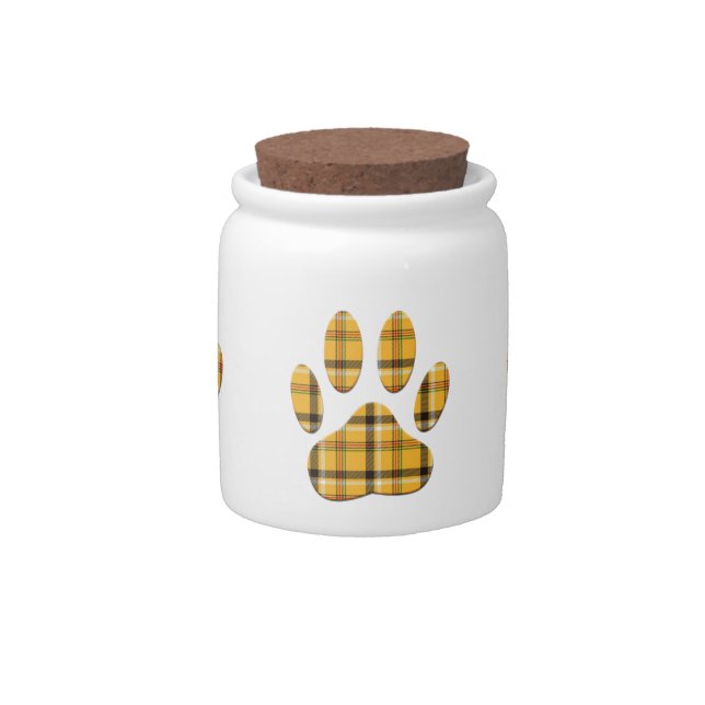 Tartan Dog Paw Print Candy Jar (Front)