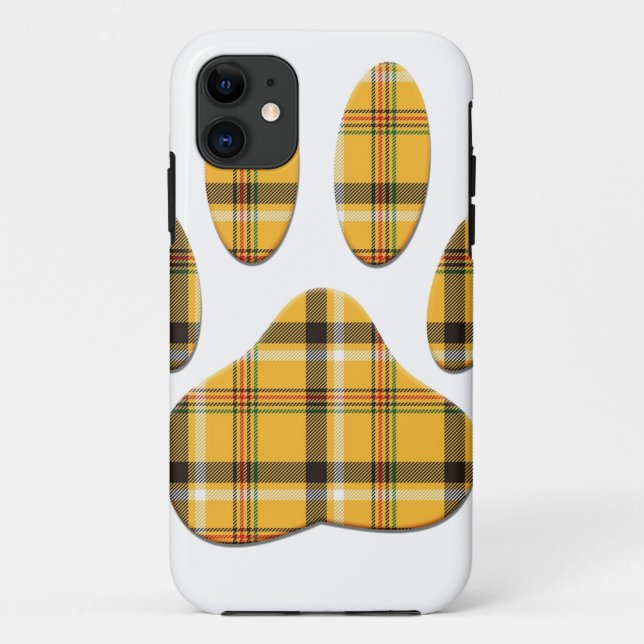 Tartan Dog Paw Print Case-Mate iPhone Case (Back)