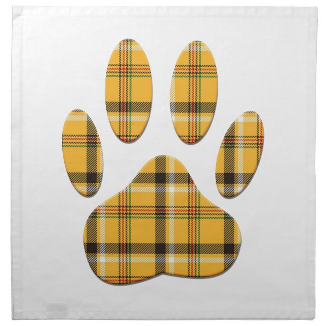 Tartan Dog Paw Print Cloth Napkin (Front)