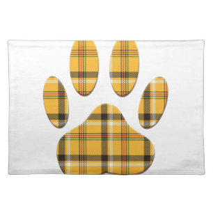 Tartan Dog Paw Print Cloth Placemat
