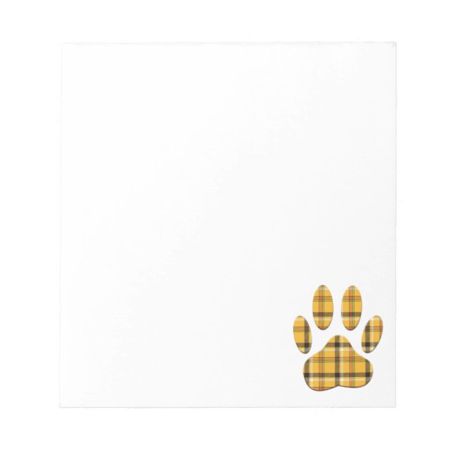 Tartan Dog Paw Print Notepad (Front)