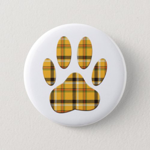 Tartan Dog Paw Print Pinback Button