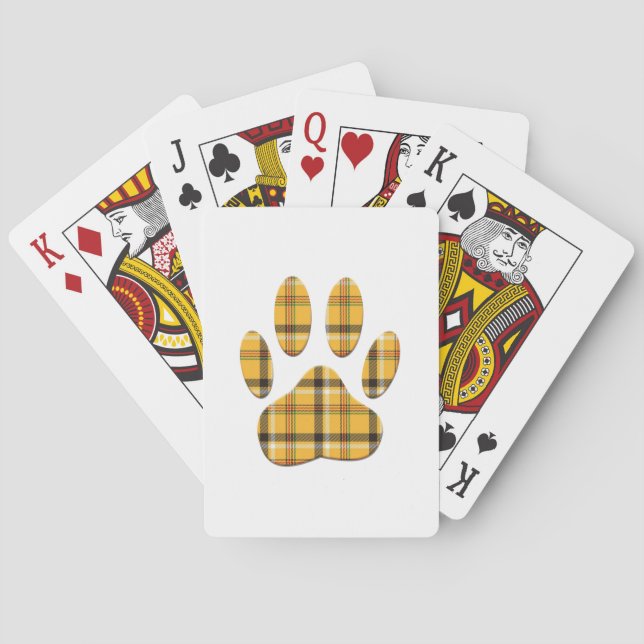 Tartan Dog Paw Print Poker Cards (Back)