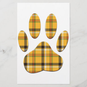 Tartan Dog Paw Print Stationery