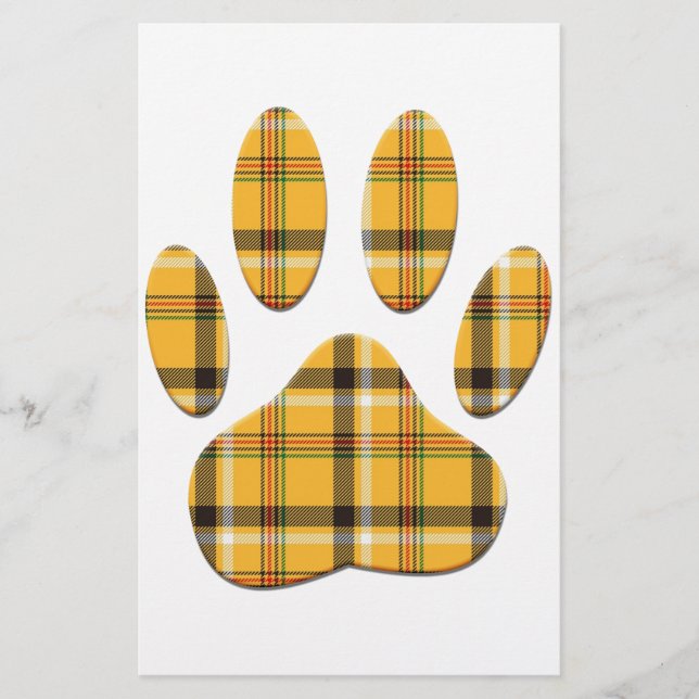 Tartan Dog Paw Print Stationery (Front)