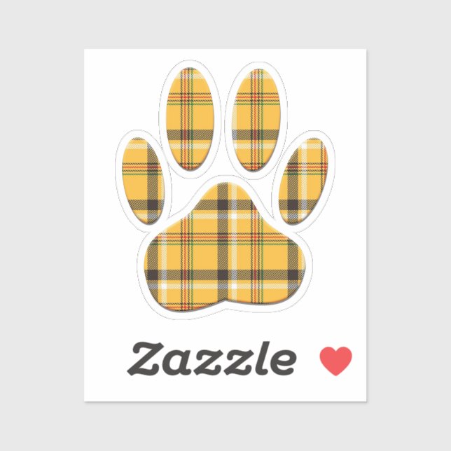 Tartan Dog Paw Print Sticker (Sheet)