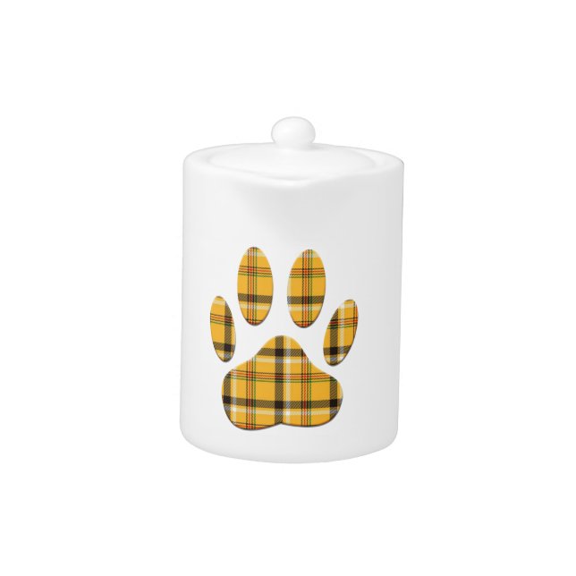Tartan Dog Paw Print Teapot (Front)
