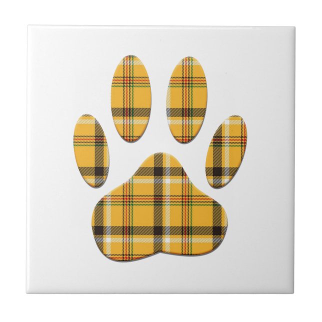 Tartan Dog Paw Print Tile (Front)