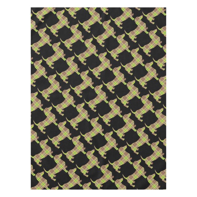 Tartan-Doxie-Green Tablecloth (Front)